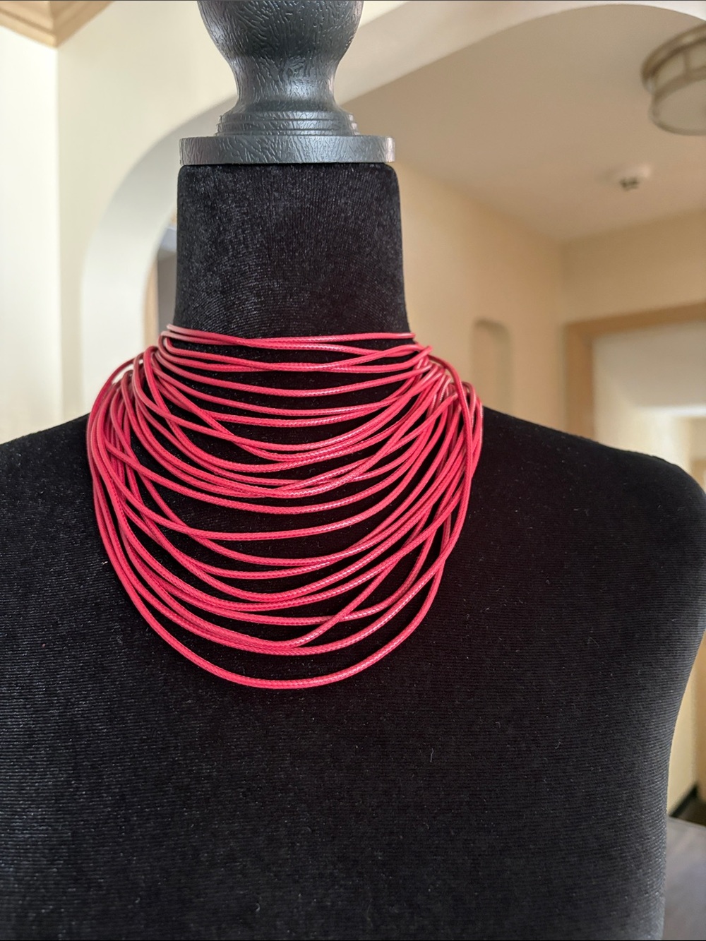 Red Multi-Strand Cord Necklace - Women Jewelry